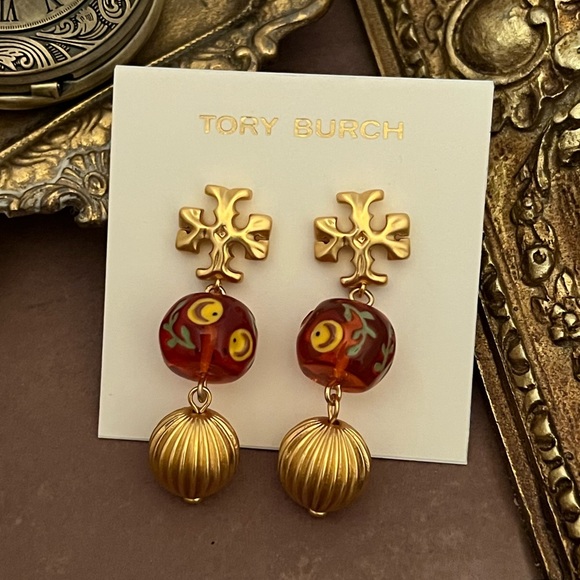 TORY BURCH • Roxanne Burnt Sienna Double Drop Earrings - Picture 5 of 6